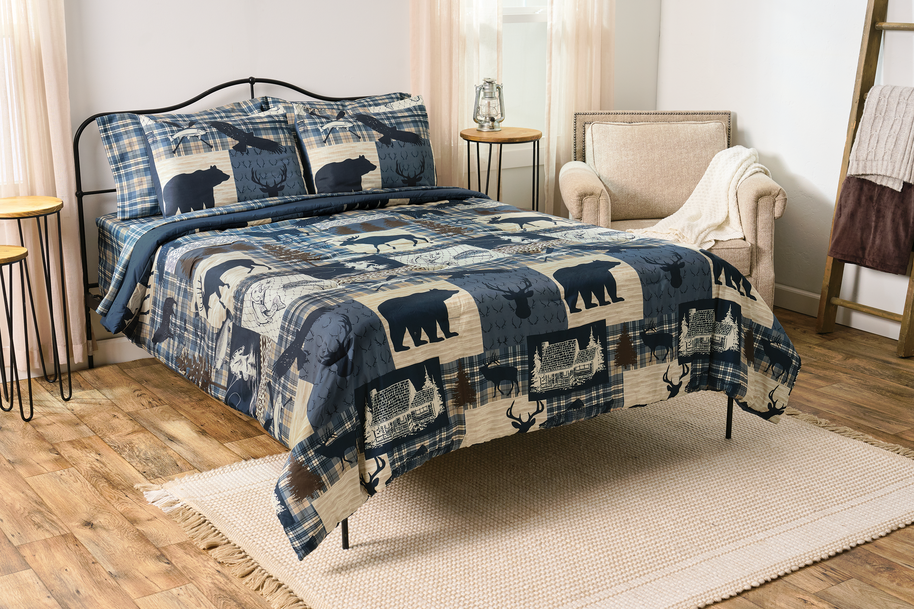 White River Home Nature's Excursion Collection Microfiber Bedding Set - Blue - Full